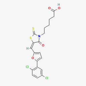 molecular formula C20H17Cl2NO4S2 B7727274 6-((5E)-5-{[5-(2,5-Dichlorophenyl)-2-furyl]methylene}-4-oxo-2-thioxo-1,3-thiazolidin-3-YL)hexanoic acid 