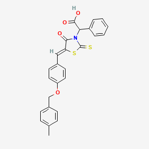 molecular formula C26H21NO4S2 B7727283 [(5Z)-5-{4-[(4-methylbenzyl)oxy]benzylidene}-4-oxo-2-thioxo-1,3-thiazolidin-3-yl](phenyl)acetic acid 