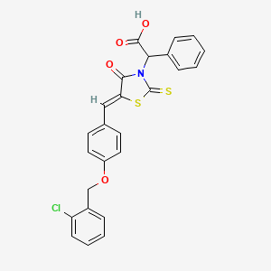 molecular formula C25H18ClNO4S2 B7727290 [(5Z)-5-{4-[(2-chlorobenzyl)oxy]benzylidene}-4-oxo-2-thioxo-1,3-thiazolidin-3-yl](phenyl)acetic acid 