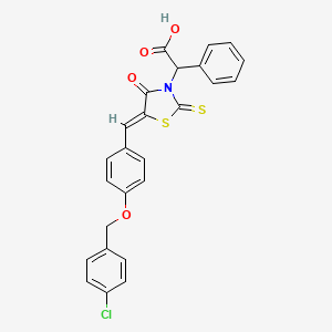 molecular formula C25H18ClNO4S2 B7727292 [(5Z)-5-{4-[(4-chlorobenzyl)oxy]benzylidene}-4-oxo-2-thioxo-1,3-thiazolidin-3-yl](phenyl)acetic acid 