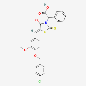2-[(5Z)-5-[[4-[(4-chlorophenyl)methoxy]-3-methoxyphenyl]methylidene]-4-oxo-2-sulfanylidene-1,3-thiazolidin-3-yl]-2-phenylacetic acid