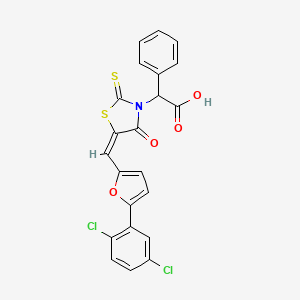 [(5E)-5-{[5-(2,5-dichlorophenyl)furan-2-yl]methylidene}-4-oxo-2-thioxo-1,3-thiazolidin-3-yl](phenyl)acetic acid
