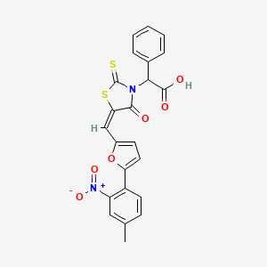 molecular formula C23H16N2O6S2 B7727318 [(5E)-5-{[5-(4-methyl-2-nitrophenyl)furan-2-yl]methylidene}-4-oxo-2-thioxo-1,3-thiazolidin-3-yl](phenyl)acetic acid 