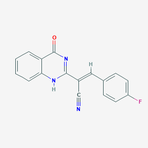 molecular formula C17H10FN3O B7727390 (E)-3-(4-fluorophenyl)-2-(4-oxo-1H-quinazolin-2-yl)prop-2-enenitrile 