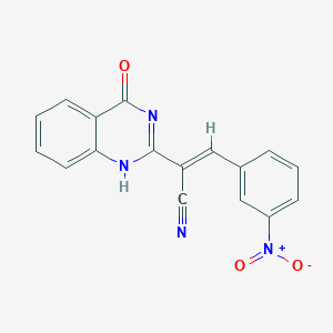 molecular formula C17H10N4O3 B7727401 (E)-3-(3-nitrophenyl)-2-(4-oxo-1H-quinazolin-2-yl)prop-2-enenitrile 