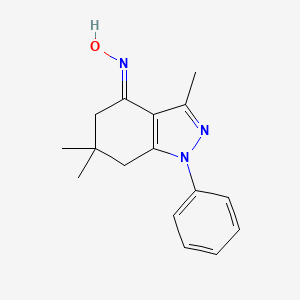 molecular formula C16H19N3O B7727529 (4E)-N-hydroxy-3,6,6-trimethyl-1-phenyl-1,5,6,7-tetrahydro-4H-indazol-4-imine 
