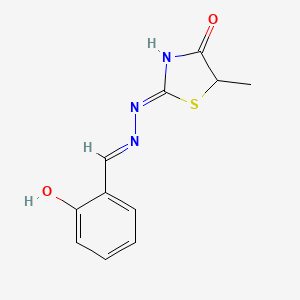 molecular formula C11H11N3O2S B7727631 (2Z)-2-[(E)-(2-hydroxyphenyl)methylidenehydrazinylidene]-5-methyl-1,3-thiazolidin-4-one 