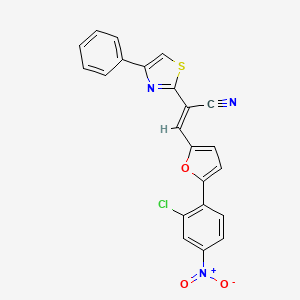 molecular formula C22H12ClN3O3S B7727674 (2E)-3-[5-(2-chloro-4-nitrophenyl)furan-2-yl]-2-(4-phenyl-1,3-thiazol-2-yl)prop-2-enenitrile 