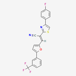 molecular formula C23H12F4N2OS B7727756 (E)-2-(4-(4-fluorophenyl)thiazol-2-yl)-3-(5-(3-(trifluoromethyl)phenyl)furan-2-yl)acrylonitrile 