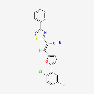 molecular formula C22H12Cl2N2OS B7727770 (2E)-3-[5-(2,5-dichlorophenyl)furan-2-yl]-2-(4-phenyl-1,3-thiazol-2-yl)prop-2-enenitrile 