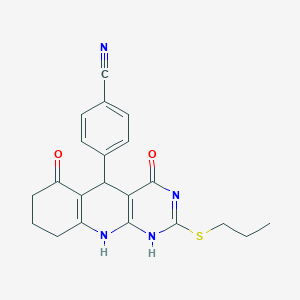 4-(4,6-dioxo-2-propylsulfanyl-1,5,7,8,9,10-hexahydropyrimido[4,5-b]quinolin-5-yl)benzonitrile