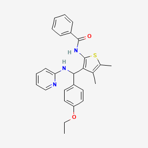 molecular formula C27H27N3O2S B7727921 N-{3-[(4-ethoxyphenyl)(pyridin-2-ylamino)methyl]-4,5-dimethylthiophen-2-yl}benzamide 