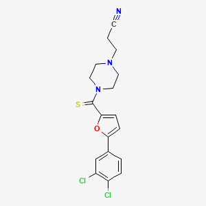 molecular formula C18H17Cl2N3OS B7727974 3-[4-[5-(3,4-Dichlorophenyl)furan-2-carbothioyl]piperazin-1-yl]propanenitrile 