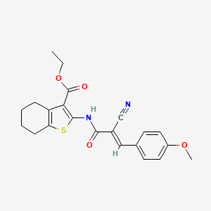 ethyl 2-[[(E)-2-cyano-3-(4-methoxyphenyl)prop-2-enoyl]amino]-4,5,6,7-tetrahydro-1-benzothiophene-3-carboxylate