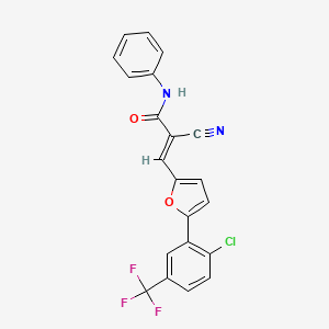 molecular formula C21H12ClF3N2O2 B7728004 (2E)-3-{5-[2-chloro-5-(trifluoromethyl)phenyl]furan-2-yl}-2-cyano-N-phenylprop-2-enamide 