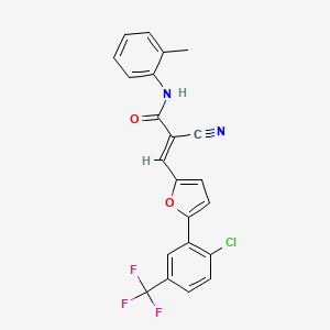 molecular formula C22H14ClF3N2O2 B7728011 (2E)-3-{5-[2-chloro-5-(trifluoromethyl)phenyl]furan-2-yl}-2-cyano-N-(2-methylphenyl)prop-2-enamide 