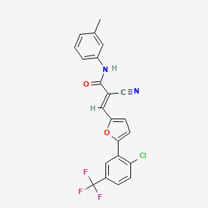 molecular formula C22H14ClF3N2O2 B7728019 (2E)-3-{5-[2-chloro-5-(trifluoromethyl)phenyl]furan-2-yl}-2-cyano-N-(3-methylphenyl)prop-2-enamide 