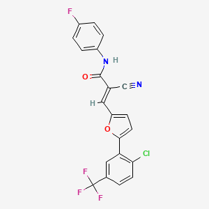 molecular formula C21H11ClF4N2O2 B7728022 (2E)-3-{5-[2-chloro-5-(trifluoromethyl)phenyl]furan-2-yl}-2-cyano-N-(4-fluorophenyl)prop-2-enamide 