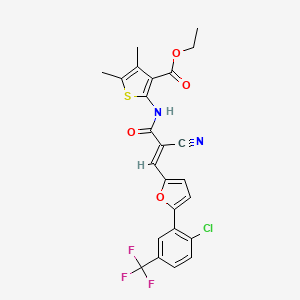 molecular formula C24H18ClF3N2O4S B7728030 ethyl 2-{[(2E)-3-{5-[2-chloro-5-(trifluoromethyl)phenyl]furan-2-yl}-2-cyanoprop-2-enoyl]amino}-4,5-dimethylthiophene-3-carboxylate 