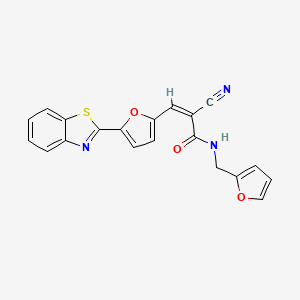 molecular formula C20H13N3O3S B7728134 (2Z)-3-[5-(1,3-benzothiazol-2-yl)furan-2-yl]-2-cyano-N-(furan-2-ylmethyl)prop-2-enamide 