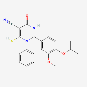 molecular formula C21H21N3O3S B7728181 2-(4-Isopropoxy-3-methoxy-phenyl)-6-mercapto-4-oxo-1-phenyl-1,2,3,4-tetrahydro-pyrimidine-5-carbonitrile 