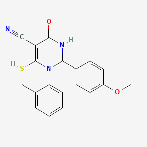 2-(4-Methoxyphenyl)-1-(2-methylphenyl)-4-oxo-6-sulfanyl-1,2,3,4-tetrahydropyrimidine-5-carbonitrile