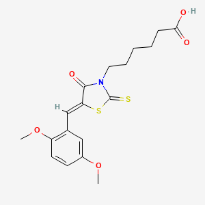 molecular formula C18H21NO5S2 B7728206 6-[5-(2,5-Dimethoxy-benzylidene)-4-oxo-2-thioxo-thiazolidin-3-yl]-hexanoic acid 