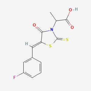 molecular formula C13H10FNO3S2 B7728211 2-[(5Z)-5-(3-fluorobenzylidene)-4-oxo-2-thioxo-1,3-thiazolidin-3-yl]propanoic acid 