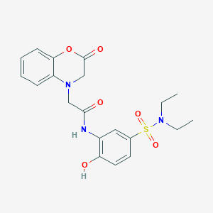 molecular formula C20H23N3O6S B7728281 N-{5-[(diethylamino)sulfonyl]-2-hydroxyphenyl}-2-(2-oxo-2,3-dihydro-4H-1,4-benzoxazin-4-yl)acetamide 