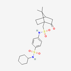 molecular formula C22H32N2O5S2 B7728305 N-cyclohexyl-4-((((1R,4R)-7,7-dimethyl-2-oxobicyclo[2.2.1]heptan-1-yl)methyl)sulfonamido)benzenesulfonamide 