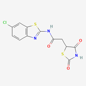 molecular formula C12H8ClN3O3S2 B7728312 N-(6-chloro-1,3-benzothiazol-2-yl)-2-(2,4-dioxo-1,3-thiazolidin-5-yl)acetamide 