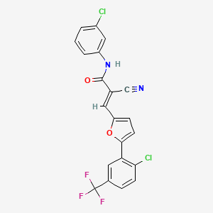 molecular formula C21H11Cl2F3N2O2 B7728396 (2E)-N-(3-chlorophenyl)-3-{5-[2-chloro-5-(trifluoromethyl)phenyl]furan-2-yl}-2-cyanoprop-2-enamide 