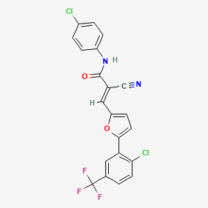 molecular formula C21H11Cl2F3N2O2 B7728446 (2E)-N-(4-chlorophenyl)-3-{5-[2-chloro-5-(trifluoromethyl)phenyl]furan-2-yl}-2-cyanoprop-2-enamide 