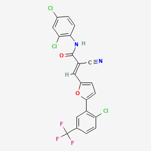 molecular formula C21H10Cl3F3N2O2 B7728457 (2E)-3-{5-[2-chloro-5-(trifluoromethyl)phenyl]furan-2-yl}-2-cyano-N-(2,4-dichlorophenyl)prop-2-enamide 
