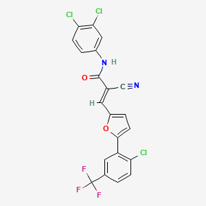 molecular formula C21H10Cl3F3N2O2 B7728464 (2E)-3-{5-[2-chloro-5-(trifluoromethyl)phenyl]furan-2-yl}-2-cyano-N-(3,4-dichlorophenyl)prop-2-enamide 