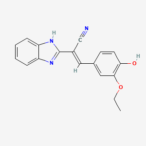 molecular formula C18H15N3O2 B7728479 (2E)-2-(1H-benzimidazol-2-yl)-3-(3-ethoxy-4-hydroxyphenyl)prop-2-enenitrile 