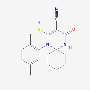 1-(2,5-Dimethylphenyl)-4-oxo-2-sulfanyl-1,5-diazaspiro[5.5]undec-2-ene-3-carbonitrile