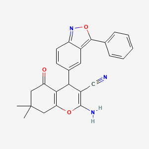 molecular formula C25H21N3O3 B7728534 2-amino-7,7-dimethyl-5-oxo-4-(3-phenylbenzo[c]isoxazol-5-yl)-5,6,7,8-tetrahydro-4H-chromene-3-carbonitrile 