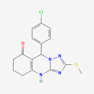 molecular formula C16H15ClN4OS B7728638 9-(4-chlorophenyl)-2-(methylthio)-5,6,7,9-tetrahydro[1,2,4]triazolo[5,1-b]quinazolin-8(4H)-one 