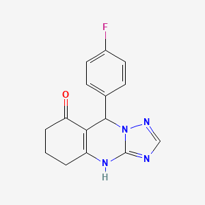 molecular formula C15H13FN4O B7728656 9-(4-fluorophenyl)-5,6,7,9-tetrahydro[1,2,4]triazolo[5,1-b]quinazolin-8(4H)-one 