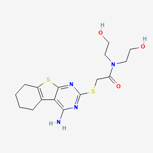 molecular formula C16H22N4O3S2 B7728759 2-[(4-amino-5,6,7,8-tetrahydro[1]benzothieno[2,3-d]pyrimidin-2-yl)sulfanyl]-N,N-bis(2-hydroxyethyl)acetamide 