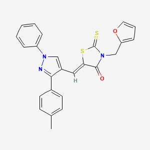 (5Z)-3-(furan-2-ylmethyl)-5-{[3-(4-methylphenyl)-1-phenyl-1H-pyrazol-4-yl]methylidene}-2-thioxo-1,3-thiazolidin-4-one