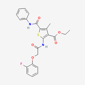 molecular formula C23H21FN2O5S B7728878 2-[[2-(2-Fluorophenoxy)acetyl]amino]-4-methyl-5-[(phenylamino)carbonyl]-3-thiophenecarboxylic acid ethyl ester 