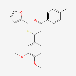 molecular formula C23H24O4S B7728952 3-(3,4-Dimethoxyphenyl)-3-[(furan-2-ylmethyl)sulfanyl]-1-(4-methylphenyl)propan-1-one 
