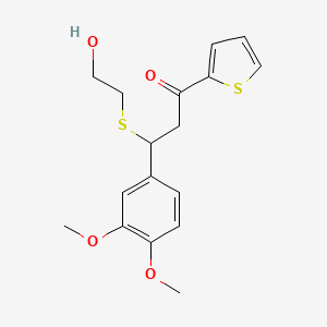 molecular formula C17H20O4S2 B7729006 3-(3,4-Dimethoxyphenyl)-3-[(2-hydroxyethyl)sulfanyl]-1-(thiophen-2-yl)propan-1-one 