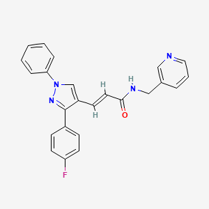 molecular formula C24H19FN4O B7729063 (2E)-3-[3-(4-fluorophenyl)-1-phenyl-1H-pyrazol-4-yl]-N-(pyridin-3-ylmethyl)prop-2-enamide CAS No. 956691-12-6