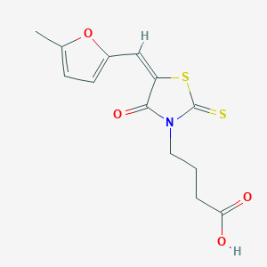 molecular formula C13H13NO4S2 B7729080 4-{(5e)-5-[(5-Methyl-2-furyl)methylene]-4-oxo-2-thioxo-1,3-thiazolidin-3-yl}butanoic acid 