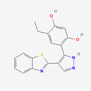 molecular formula C18H15N3O2S B7729137 4-[4-(1,3-benzothiazol-2-yl)-1H-pyrazol-3-yl]-6-ethylbenzene-1,3-diol 