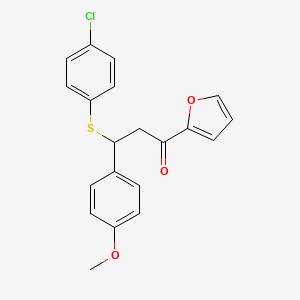 molecular formula C20H17ClO3S B7729182 3-[(4-Chlorophenyl)sulfanyl]-1-(furan-2-yl)-3-(4-methoxyphenyl)propan-1-one 
