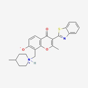 molecular formula C24H24N2O3S B7729194 3-(1,3-benzothiazol-2-yl)-2-methyl-8-[(4-methylpiperidinium-1-yl)methyl]-4-oxo-4H-chromen-7-olate 